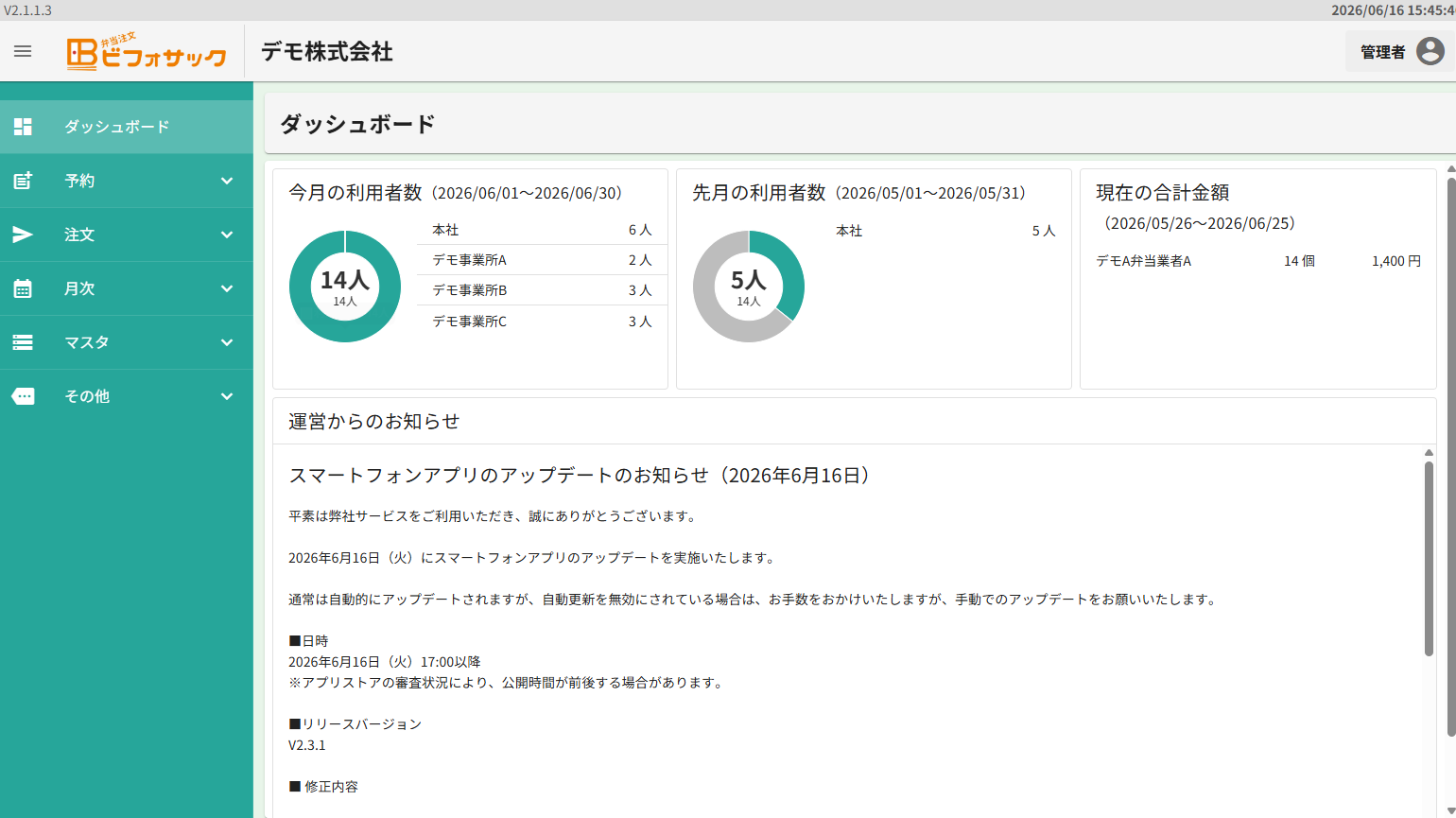 専用の管理画面